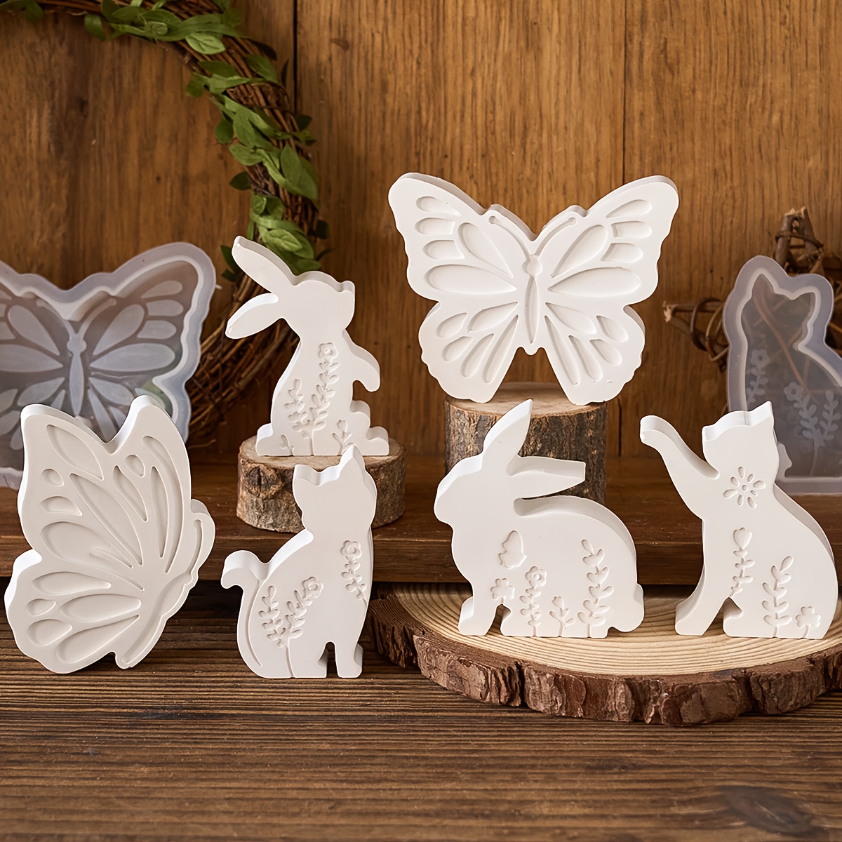 Candle Making Moulds - 6pcs - 3D Rabbit and Kitten