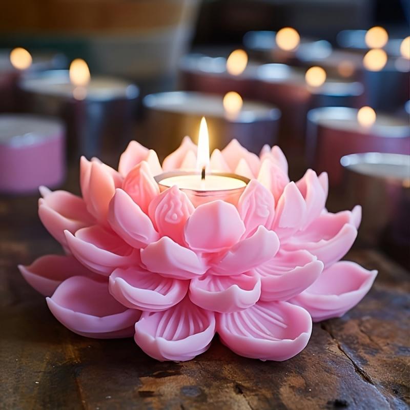 Candle Making Moulds - 1PC Lotus Flower Candle Mold Silicone