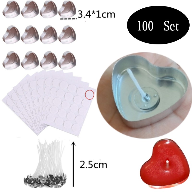 100 Sets Heart shaped Empty Al - Candle Making Reno avis et prix