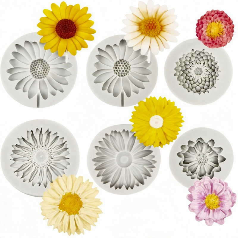 6 Pieces，Sunflower Daisy Silic - Candle Making Moulds avis et prix