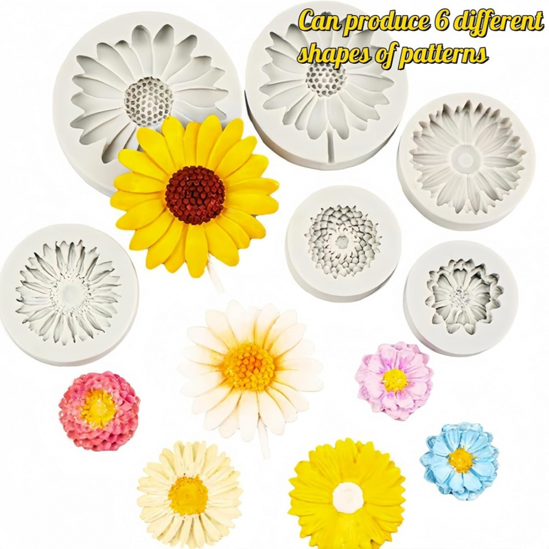 6 Pieces，Sunflower Daisy Silic - Candle Making Moulds avis et prix