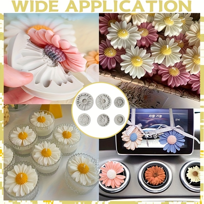 6 Pieces，Sunflower Daisy Silic - Candle Making Moulds avis et prix
