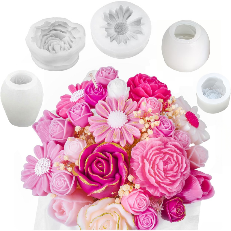 5Flower Candle Mold Set，3D Flo - Candle Making Kits avis et prix