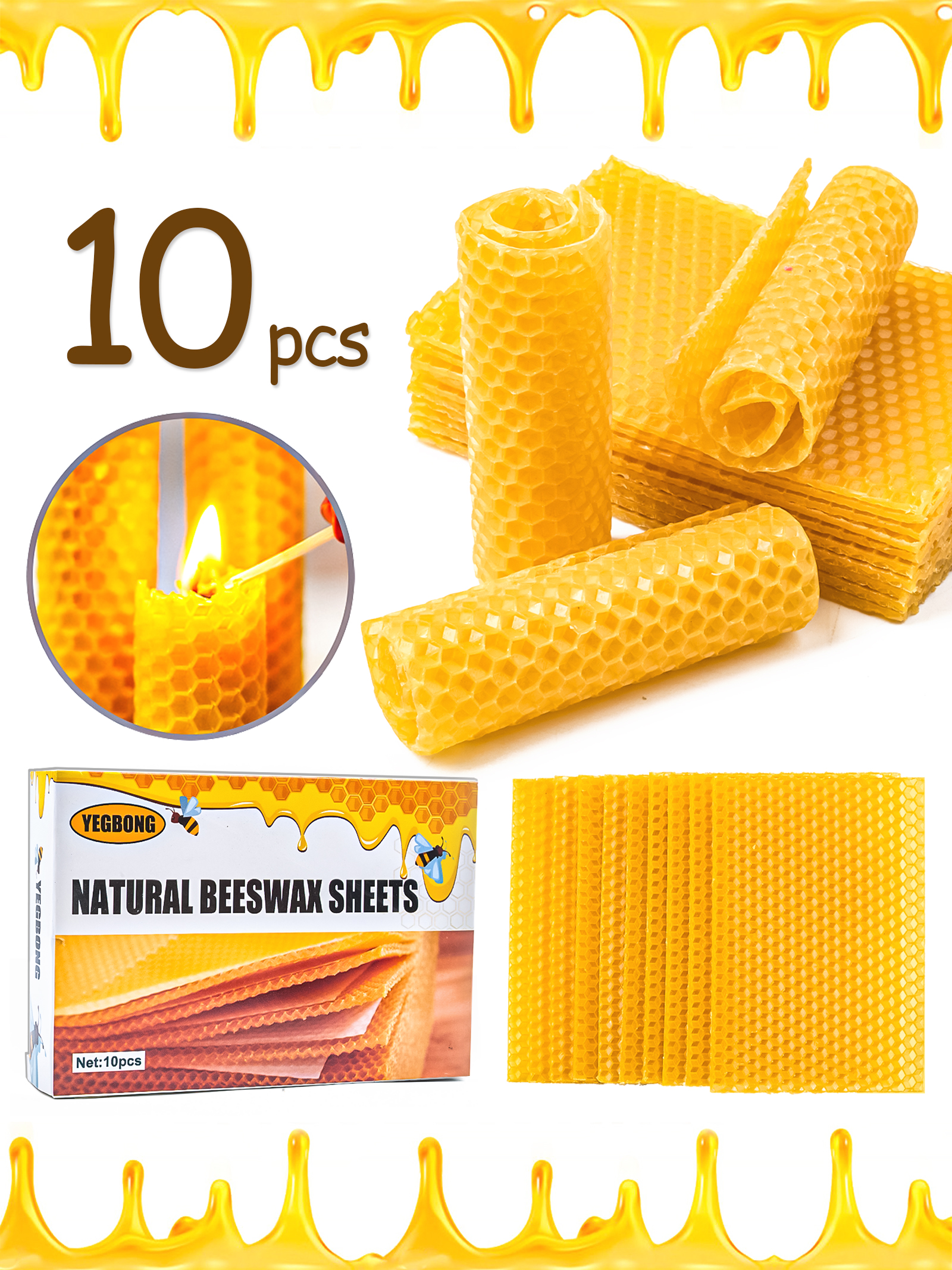 10Pcs Natural Honeycomb Bee Wa - Candle Making Reno avis et prix